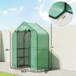 Greenhouse for Outdoors, Portable Greenhouse with 6 Shelves, UV-resistant PE Cover, Roll-up Door, Green - Image 3