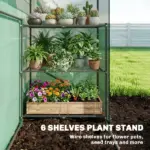 Greenhouse for Outdoors, Portable Greenhouse with 6 Shelves, UV-resistant PE Cover, Roll-up Door, Green - Image 4