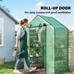 Greenhouse for Outdoors, Portable Greenhouse with 6 Shelves, UV-resistant PE Cover, Roll-up Door, Green - Image 6