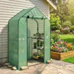 Greenhouse for Outdoors, Portable Greenhouse with 6 Shelves, UV-resistant PE Cover, Roll-up Door, Green - Image 9
