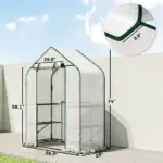 Greenhouse for Outdoors, Portable Greenhouse with 6 Shelves, UV-resistant PE Cover, Roll-up Door, White - Image 3