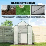 Greenhouse for Outdoors, Portable Greenhouse with 6 Shelves, UV-resistant PE Cover, Roll-up Door, White - Image 7