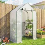 Greenhouse for Outdoors, Portable Greenhouse with 6 Shelves, UV-resistant PE Cover, Roll-up Door, White - Image 10