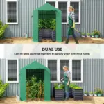 Greenhouse with Raised Garden Bed, Galvanized Steel Outdoor Greenhouse with Roll Up Door, 56 Inch x 56 Inch x 75 Inch, Dark Gray - Image 4