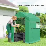 Greenhouse with Raised Garden Bed, Galvanized Steel Outdoor Greenhouse with Roll Up Door, 56 Inch x 56 Inch x 75 Inch, Dark Gray - Image 7