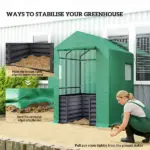 Greenhouse with Raised Garden Bed, Galvanized Steel Outdoor Greenhouse with Roll Up Door, 56 Inch x 56 Inch x 75 Inch, Dark Gray - Image 8