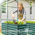 Greenhouse with Raised Garden Bed, Galvanized Steel Outdoor Greenhouse with Roll Up Door, 56 Inch x 56 Inch x 75 Inch, Green - Image 5