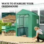Greenhouse with Raised Garden Bed, Galvanized Steel Outdoor Greenhouse with Roll Up Door, 56 Inch x 56 Inch x 75 Inch, Green - Image 8
