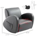 Grey Toddler Rocking Chair with Pocket PU Leather Kids Rocker for Nursery Playroom Durable Armchair - Image 3