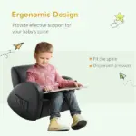 Grey Toddler Rocking Chair with Pocket PU Leather Kids Rocker for Nursery Playroom Durable Armchair - Image 4