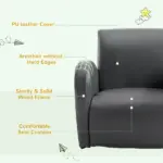 Grey Toddler Rocking Chair with Pocket PU Leather Kids Rocker for Nursery Playroom Durable Armchair - Image 6