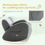 Grey Toddler Rocking Chair with Pocket PU Leather Kids Rocker for Nursery Playroom Durable Armchair - Image 7