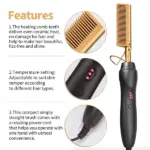 Electric Ceramic Hot Comb Hair and Beard Straightener 3 Heat Settings - Image 2