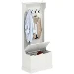 HOMCOM Hall Tree with Coat Rack, Storage, and Sitting Bench, White