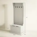 HOMCOM Hall Tree with Coat Rack, Storage, and Sitting Bench, White - Image 3