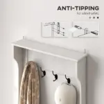 HOMCOM Hall Tree with Coat Rack, Storage, and Sitting Bench, White - Image 7