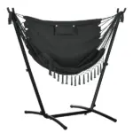 Hammock Chair Outdoor with Stand, Swing Hanging Lounge, Dark Gray, Side Pocket Headrest - Image 11