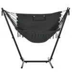 Hammock Chair Outdoor with Stand, Swing Hanging Lounge, Dark Gray, Side Pocket Headrest