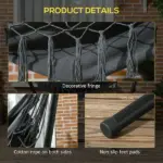 Hammock Chair Outdoor with Stand, Swing Hanging Lounge, Dark Gray, Side Pocket Headrest - Image 6
