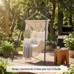 Outsunny Hammock Chair Stand Indoor and Outdoor Use with Anti-Slip Foot Pads, 2 Carabiners, Black - Image 2