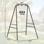 Outsunny Hammock Chair Stand Indoor and Outdoor Use with Anti-Slip Foot Pads, 2 Carabiners, Black - Image 3