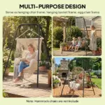 Outsunny Hammock Chair Stand Indoor and Outdoor Use with Anti-Slip Foot Pads, 2 Carabiners, Black - Image 4