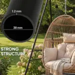 Outsunny Hammock Chair Stand Indoor and Outdoor Use with Anti-Slip Foot Pads, 2 Carabiners, Black - Image 5