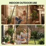 Outsunny Hammock Chair Stand Indoor and Outdoor Use with Anti-Slip Foot Pads, 2 Carabiners, Black - Image 6