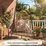 Outsunny Hammock Chair Stand Indoor and Outdoor Use with Anti-Slip Foot Pads, 2 Carabiners, Black - Image 8