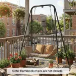 Outsunny Hammock Chair Stand Indoor and Outdoor Use with Anti-Slip Foot Pads, 2 Carabiners, Black - Image 9