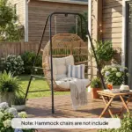 Outsunny Hammock Chair Stand Indoor and Outdoor Use with Anti-Slip Foot Pads, 2 Carabiners, Black - Image 10