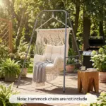 Outsunny Hammock Chair Stand Indoor and Outdoor Use with Anti-Slip Foot Pads, 2 Carabiners, Gray - Image 2