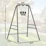 Outsunny Hammock Chair Stand Indoor and Outdoor Use with Anti-Slip Foot Pads, 2 Carabiners, Gray - Image 3