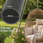 Outsunny Hammock Chair Stand Indoor and Outdoor Use with Anti-Slip Foot Pads, 2 Carabiners, Gray - Image 5