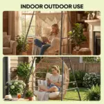 Outsunny Hammock Chair Stand Indoor and Outdoor Use with Anti-Slip Foot Pads, 2 Carabiners, Gray - Image 6