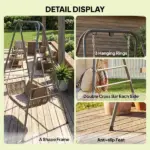 Outsunny Hammock Chair Stand Indoor and Outdoor Use with Anti-Slip Foot Pads, 2 Carabiners, Gray - Image 7