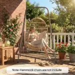 Outsunny Hammock Chair Stand Indoor and Outdoor Use with Anti-Slip Foot Pads, 2 Carabiners, Gray - Image 8