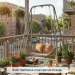 Outsunny Hammock Chair Stand Indoor and Outdoor Use with Anti-Slip Foot Pads, 2 Carabiners, Gray - Image 9