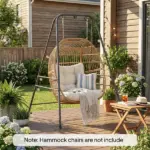 Outsunny Hammock Chair Stand Indoor and Outdoor Use with Anti-Slip Foot Pads, 2 Carabiners, Gray - Image 10