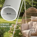 Hammock Chair Stand Indoor and Outdoor Use with Anti-Slip Foot Pads, 2 Carabiners, White - Image 5