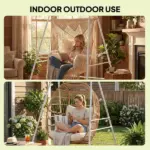 Hammock Chair Stand Indoor and Outdoor Use with Anti-Slip Foot Pads, 2 Carabiners, White - Image 6