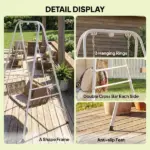 Hammock Chair Stand Indoor and Outdoor Use with Anti-Slip Foot Pads, 2 Carabiners, White - Image 7
