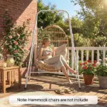 Hammock Chair Stand Indoor and Outdoor Use with Anti-Slip Foot Pads, 2 Carabiners, White - Image 8