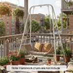 Hammock Chair Stand Indoor and Outdoor Use with Anti-Slip Foot Pads, 2 Carabiners, White - Image 9