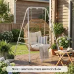 Hammock Chair Stand Indoor and Outdoor Use with Anti-Slip Foot Pads, 2 Carabiners, White - Image 10