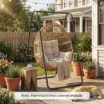 Outsunny Hammock Chair Stand Only Heavy Duty Solid Steel A-Frame for Hanging Hammock, Egg Chair, Max Load 330 lb, Black - Image 2