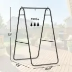 Outsunny Hammock Chair Stand Only Heavy Duty Solid Steel A-Frame for Hanging Hammock, Egg Chair, Max Load 330 lb, Black - Image 3