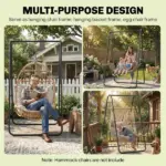 Outsunny Hammock Chair Stand Only Heavy Duty Solid Steel A-Frame for Hanging Hammock, Egg Chair, Max Load 330 lb, Black - Image 5