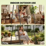 Outsunny Hammock Chair Stand Only Heavy Duty Solid Steel A-Frame for Hanging Hammock, Egg Chair, Max Load 330 lb, Black - Image 6