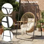 Outsunny Hammock Chair Stand Only Heavy Duty Solid Steel A-Frame for Hanging Hammock, Egg Chair, Max Load 330 lb, Black - Image 7